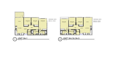 Two floor plans for units 3A-1 and 3A-2 & 3A-3 are shown.